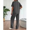 imageEkouaer Lounge Set for Women 2 Piece Sets Outfits Top and Long Pants Ribbed Textured Knit Matching Pajamas with PocketsDark Grey