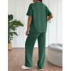 imageEkouaer Lounge Set for Women 2 Piece Sets Outfits Top and Long Pants Ribbed Textured Knit Matching Pajamas with PocketsForestgreen