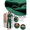 imageEkouaer Lounge Set for Women 2 Piece Sets Outfits Top and Long Pants Ribbed Textured Knit Matching Pajamas with PocketsForestgreen