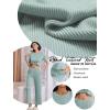 imageEkouaer Lounge Set for Women 2 Piece Sets Outfits Top and Long Pants Ribbed Textured Knit Matching Pajamas with PocketsGlacial Green