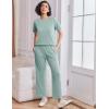 imageEkouaer Lounge Set for Women 2 Piece Sets Outfits Top and Long Pants Ribbed Textured Knit Matching Pajamas with PocketsGlacial Green