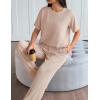 imageEkouaer Lounge Set for Women 2 Piece Sets Outfits Top and Long Pants Ribbed Textured Knit Matching Pajamas with PocketsLight Khaki