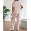 imageEkouaer Lounge Set for Women 2 Piece Sets Outfits Top and Long Pants Ribbed Textured Knit Matching Pajamas with PocketsLight Khaki