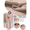 imageEkouaer Lounge Set for Women 2 Piece Sets Outfits Top and Long Pants Ribbed Textured Knit Matching Pajamas with PocketsLight Khaki