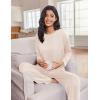 imageEkouaer Lounge Sets for Women Long Sleeve Pajamas Fall Loungewear Soft Comfy Pjs Two Piece Travel Outfits SetBeige