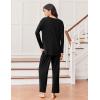 imageEkouaer Lounge Sets for Women Long Sleeve Pajamas Fall Loungewear Soft Comfy Pjs Two Piece Travel Outfits SetBlack