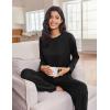 imageEkouaer Lounge Sets for Women Long Sleeve Pajamas Fall Loungewear Soft Comfy Pjs Two Piece Travel Outfits SetBlack