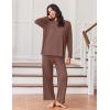 imageEkouaer Lounge Sets for Women Long Sleeve Pajamas Fall Loungewear Soft Comfy Pjs Two Piece Travel Outfits SetBrown