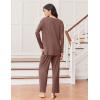 imageEkouaer Lounge Sets for Women Long Sleeve Pajamas Fall Loungewear Soft Comfy Pjs Two Piece Travel Outfits SetBrown