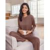 imageEkouaer Lounge Sets for Women Long Sleeve Pajamas Fall Loungewear Soft Comfy Pjs Two Piece Travel Outfits SetBrown