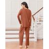 imageEkouaer Lounge Sets for Women Long Sleeve Pajamas Fall Loungewear Soft Comfy Pjs Two Piece Travel Outfits SetCamel