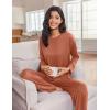 imageEkouaer Lounge Sets for Women Long Sleeve Pajamas Fall Loungewear Soft Comfy Pjs Two Piece Travel Outfits SetCamel