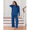 imageEkouaer Lounge Sets for Women Long Sleeve Pajamas Fall Loungewear Soft Comfy Pjs Two Piece Travel Outfits SetDark Blue