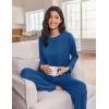 imageEkouaer Lounge Sets for Women Long Sleeve Pajamas Fall Loungewear Soft Comfy Pjs Two Piece Travel Outfits SetDark Blue