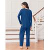 imageEkouaer Lounge Sets for Women Long Sleeve Pajamas Fall Loungewear Soft Comfy Pjs Two Piece Travel Outfits SetDark Blue