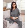 imageEkouaer Lounge Sets for Women Long Sleeve Pajamas Fall Loungewear Soft Comfy Pjs Two Piece Travel Outfits SetDark Gray