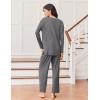 imageEkouaer Lounge Sets for Women Long Sleeve Pajamas Fall Loungewear Soft Comfy Pjs Two Piece Travel Outfits SetDark Gray