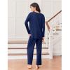imageEkouaer Lounge Sets for Women Long Sleeve Pajamas Fall Loungewear Soft Comfy Pjs Two Piece Travel Outfits SetNavy Blue