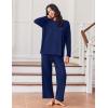imageEkouaer Lounge Sets for Women Long Sleeve Pajamas Fall Loungewear Soft Comfy Pjs Two Piece Travel Outfits SetNavy Blue