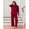 imageEkouaer Lounge Sets for Women Long Sleeve Pajamas Fall Loungewear Soft Comfy Pjs Two Piece Travel Outfits SetWine Red