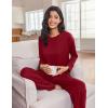 imageEkouaer Lounge Sets for Women Long Sleeve Pajamas Fall Loungewear Soft Comfy Pjs Two Piece Travel Outfits SetWine Red