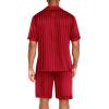 imageEkouaer Men Satin Silk Pajamas Set with Pockets Sleepwear Shorts Satin Summer Loungewear 2 Piece Button Down Set S3XLRed Striped