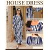 imageEkouaer Moo Moos for Women 34 Sleeve Long Nightgowns House Dresses with Pocket S3XLBlue Stripes