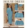 imageEkouaer Moo Moos for Women 34 Sleeve Long Nightgowns House Dresses with Pocket S3XLBlue White Flower
