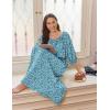 imageEkouaer Moo Moos for Women 34 Sleeve Long Nightgowns House Dresses with Pocket S3XLBlue White Flower