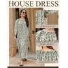imageEkouaer Moo Moos for Women 34 Sleeve Long Nightgowns House Dresses with Pocket S3XLGreen Leaves