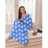imageEkouaer Moo Moos for Women 34 Sleeve Long Nightgowns House Dresses with Pocket S3XLLight Blue Flower
