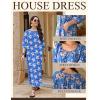 imageEkouaer Moo Moos for Women 34 Sleeve Long Nightgowns House Dresses with Pocket S3XLLight Blue Flower