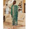 imageEkouaer Nightgown Long Sleeve for Women Sleepwear V Neck Loungewear Button Full Length NightshirtFloral Green