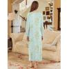 imageEkouaer Nightgown Long Sleeve for Women Sleepwear V Neck Loungewear Button Full Length NightshirtFloral Light Green