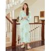 imageEkouaer Nightgown Long Sleeve for Women Sleepwear V Neck Loungewear Button Full Length NightshirtFloral Light Green