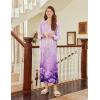 imageEkouaer Nightgown Long Sleeve for Women Sleepwear V Neck Loungewear Button Full Length NightshirtFloral Light Purple