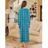 imageEkouaer Nightgown Long Sleeve for Women Sleepwear V Neck Loungewear Button Full Length NightshirtTurquoise Plaid