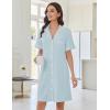 imageEkouaer Nightgowns for Women Button Down Sleep Shirts Short Sleeve Nightshirt Classic Pajama Dress Soft Sleepwear SXXXLBaby Blue