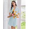 imageEkouaer Nightgowns for Women Button Down Sleep Shirts Short Sleeve Nightshirt Classic Pajama Dress Soft Sleepwear SXXXLBaby Blue