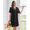 imageEkouaer Nightgowns for Women Button Down Sleep Shirts Short Sleeve Nightshirt Classic Pajama Dress Soft Sleepwear SXXXLBlack