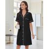imageEkouaer Nightgowns for Women Button Down Sleep Shirts Short Sleeve Nightshirt Classic Pajama Dress Soft Sleepwear SXXXLBlack