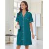 imageEkouaer Nightgowns for Women Button Down Sleep Shirts Short Sleeve Nightshirt Classic Pajama Dress Soft Sleepwear SXXXLBlue Green