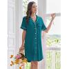 imageEkouaer Nightgowns for Women Button Down Sleep Shirts Short Sleeve Nightshirt Classic Pajama Dress Soft Sleepwear SXXXLBlue Green