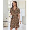 imageEkouaer Nightgowns for Women Button Down Sleep Shirts Short Sleeve Nightshirt Classic Pajama Dress Soft Sleepwear SXXXLBrown Leopard