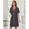 imageEkouaer Nightgowns for Women Button Down Sleep Shirts Short Sleeve Nightshirt Classic Pajama Dress Soft Sleepwear SXXXLDark Grey