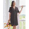 imageEkouaer Nightgowns for Women Button Down Sleep Shirts Short Sleeve Nightshirt Classic Pajama Dress Soft Sleepwear SXXXLDark Grey