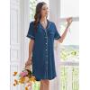 imageEkouaer Nightgowns for Women Button Down Sleep Shirts Short Sleeve Nightshirt Classic Pajama Dress Soft Sleepwear SXXXLDeep Blue