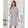 imageEkouaer Nightgowns for Women Button Down Sleep Shirts Short Sleeve Nightshirt Classic Pajama Dress Soft Sleepwear SXXXLLight Grey