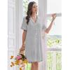 imageEkouaer Nightgowns for Women Button Down Sleep Shirts Short Sleeve Nightshirt Classic Pajama Dress Soft Sleepwear SXXXLLight Grey