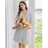 imageEkouaer Nightgowns for Women Button Down Sleep Shirts Short Sleeve Nightshirt Classic Pajama Dress Soft Sleepwear SXXXLLight Grey